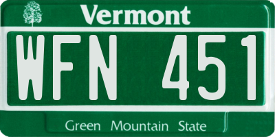 VT license plate WFN451
