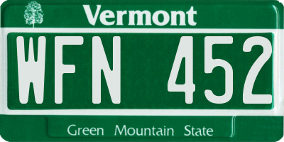 VT license plate WFN452
