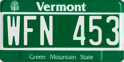 VT license plate WFN453