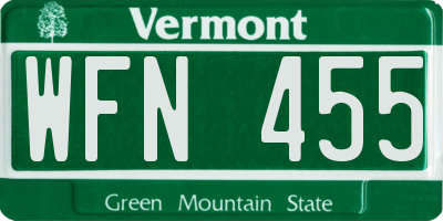 VT license plate WFN455