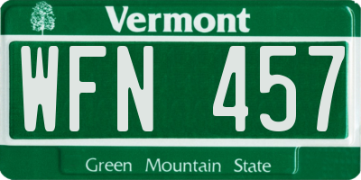 VT license plate WFN457
