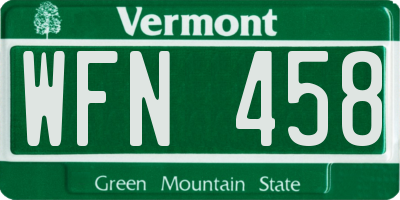 VT license plate WFN458