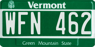 VT license plate WFN462