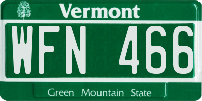 VT license plate WFN466