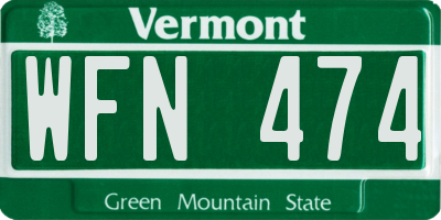 VT license plate WFN474
