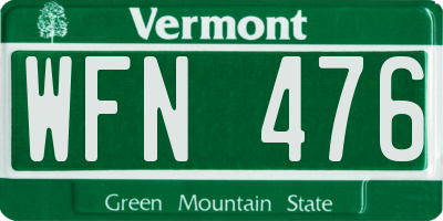VT license plate WFN476