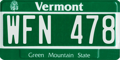 VT license plate WFN478