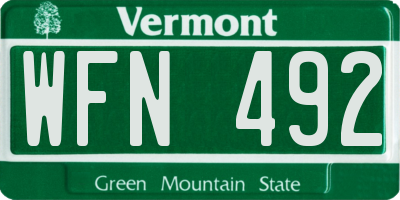 VT license plate WFN492