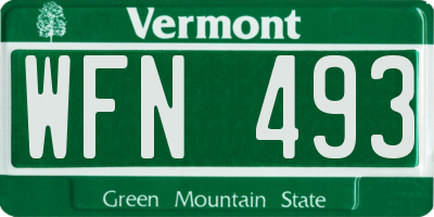 VT license plate WFN493