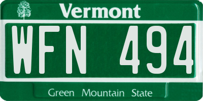 VT license plate WFN494