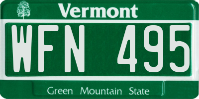 VT license plate WFN495