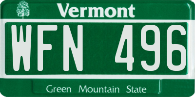 VT license plate WFN496
