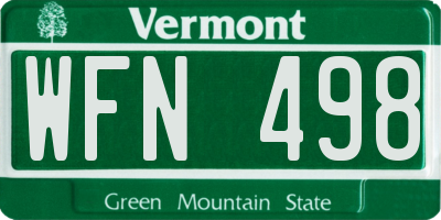 VT license plate WFN498