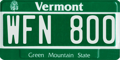 VT license plate WFN800