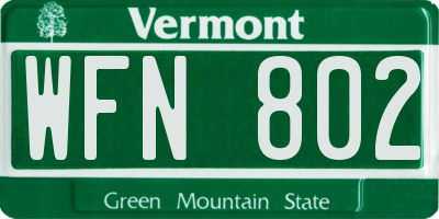 VT license plate WFN802