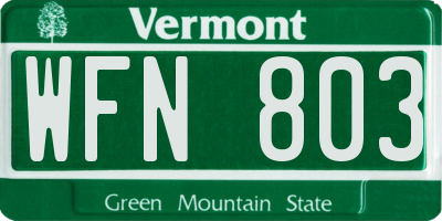 VT license plate WFN803