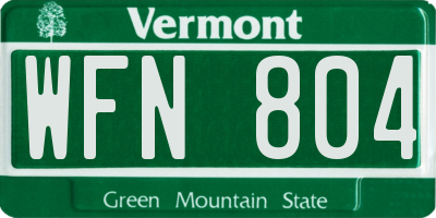 VT license plate WFN804