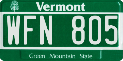 VT license plate WFN805