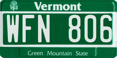 VT license plate WFN806