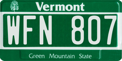 VT license plate WFN807