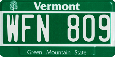 VT license plate WFN809