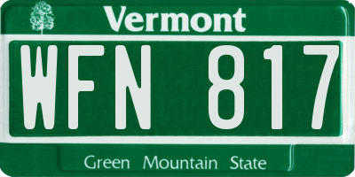 VT license plate WFN817