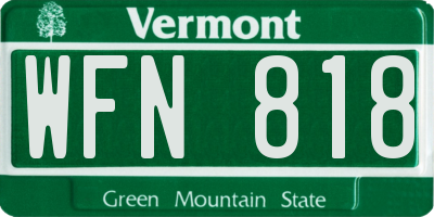 VT license plate WFN818