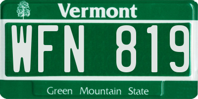 VT license plate WFN819