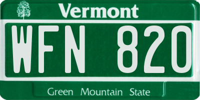 VT license plate WFN820