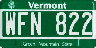 VT license plate WFN822