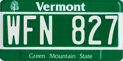 VT license plate WFN827