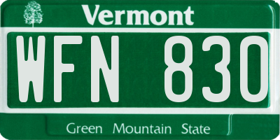 VT license plate WFN830
