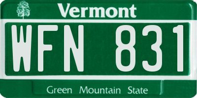 VT license plate WFN831
