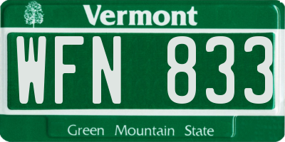 VT license plate WFN833