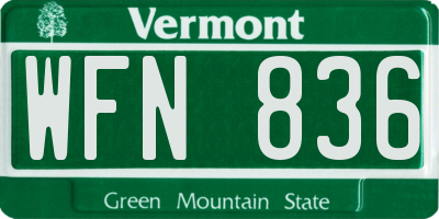 VT license plate WFN836