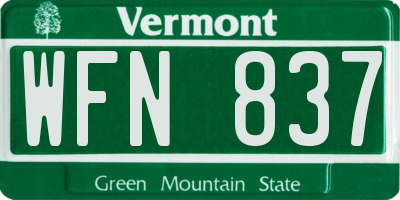 VT license plate WFN837
