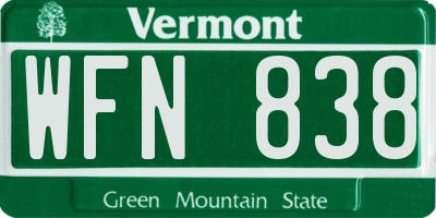 VT license plate WFN838