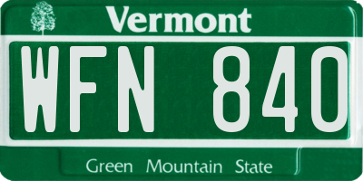 VT license plate WFN840