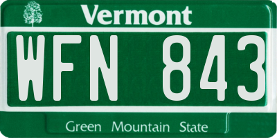 VT license plate WFN843