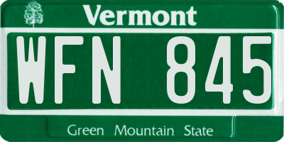 VT license plate WFN845
