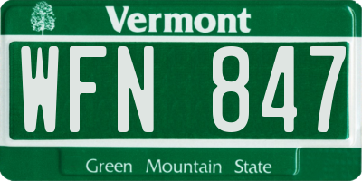 VT license plate WFN847