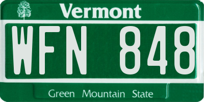 VT license plate WFN848