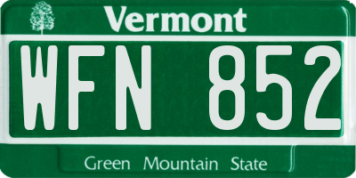 VT license plate WFN852