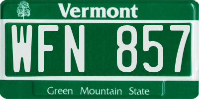 VT license plate WFN857