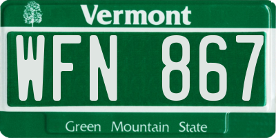 VT license plate WFN867