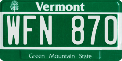 VT license plate WFN870
