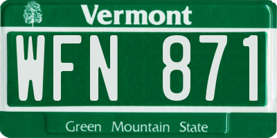 VT license plate WFN871