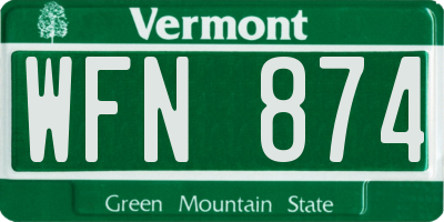 VT license plate WFN874