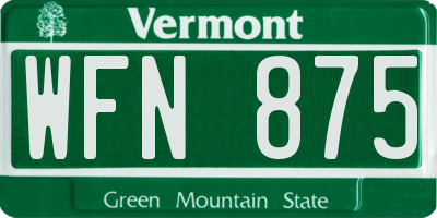 VT license plate WFN875