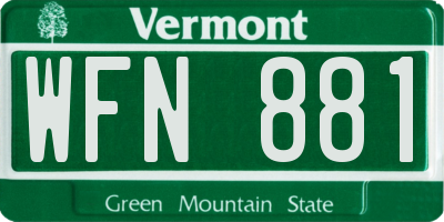 VT license plate WFN881